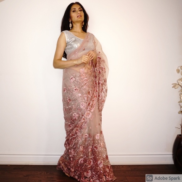 Partywear/Wedding Sequin Saree - Picture 4 of 4